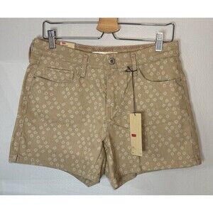 Womens NEW Levi's Mid-Rise Tan Beige Stretch Denim Shortie Jean Shorts  SIZE 8